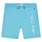 Boys Blue Logo Shorts, 1, hi-res