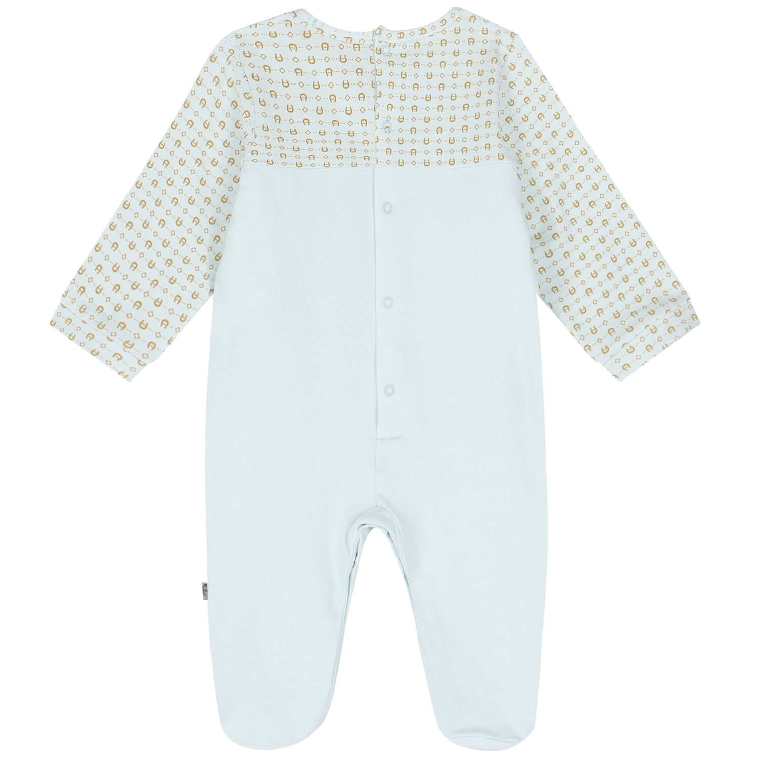 Baby Boys Blue & Gold Pima Cotton Logo Babygrow, 1, hi-res