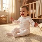 Baby Girls White & Pink Babygrow, 1, hi-res