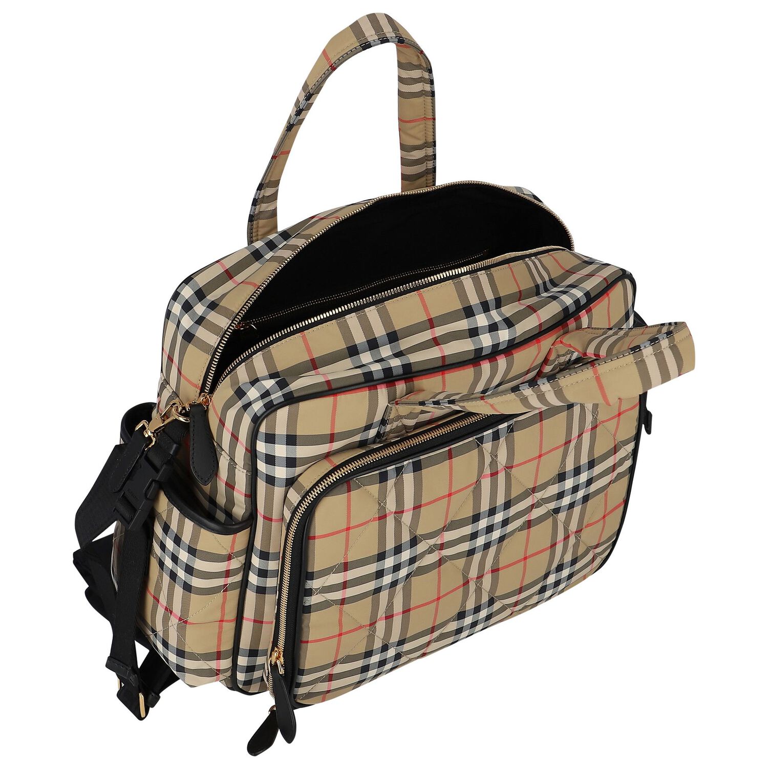 Beige Vintage Check Baby Changing Bag, 1, hi-res