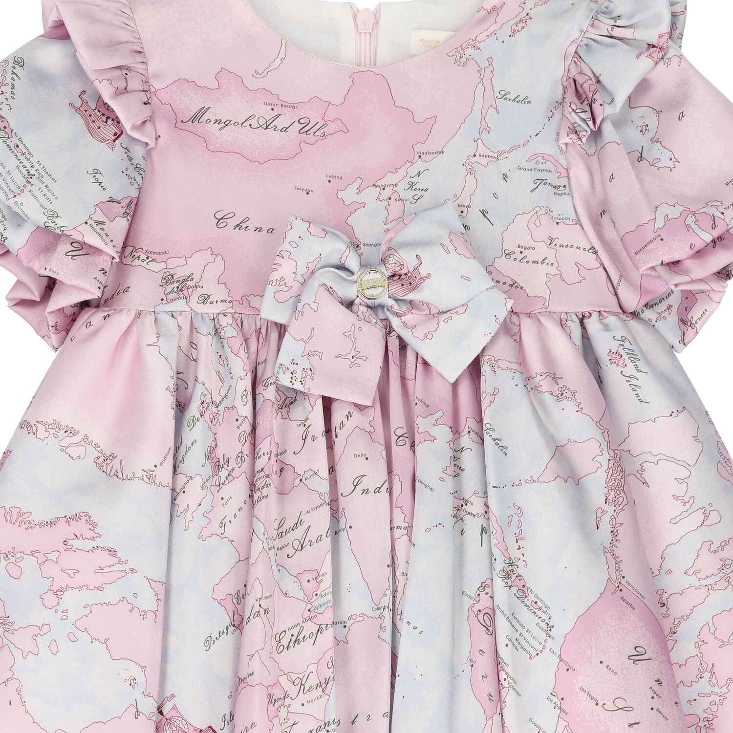Younger Girls Pink & Blue Geo Map Dress, 1, hi-res image number null