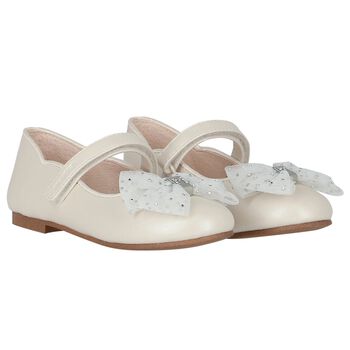 Girls Ivory Bow Shoes