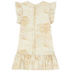 Younger Girls Ivory & Gold Logo Dress, 1, hi-res