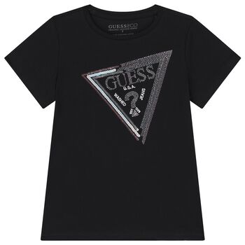 Girls Black Embellished Logo T-Shirt