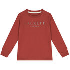 Boys Red Logo Long Sleeve Top, 1, hi-res