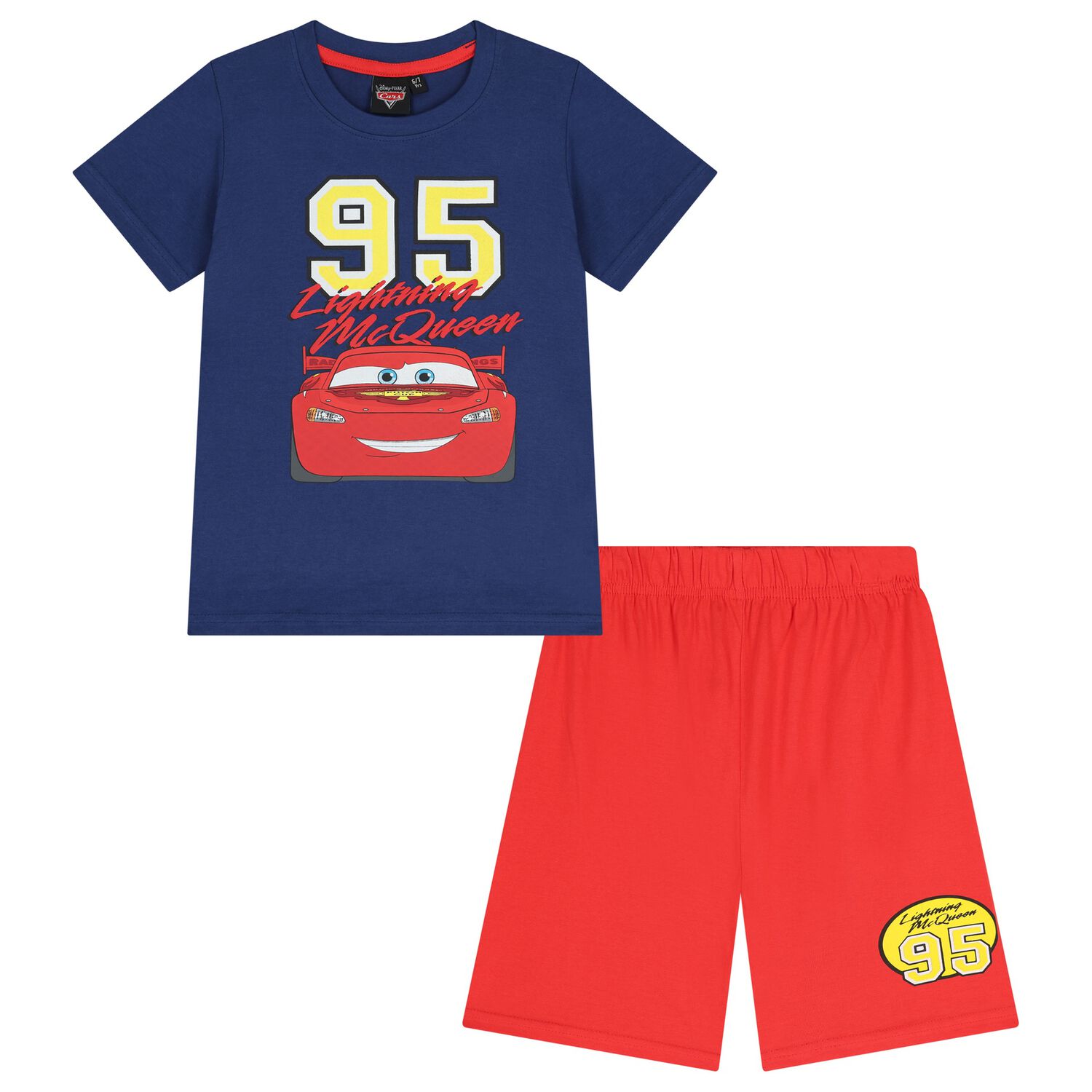 Boys Navy Blue & Red Cars Shorts Set, 1, hi-res