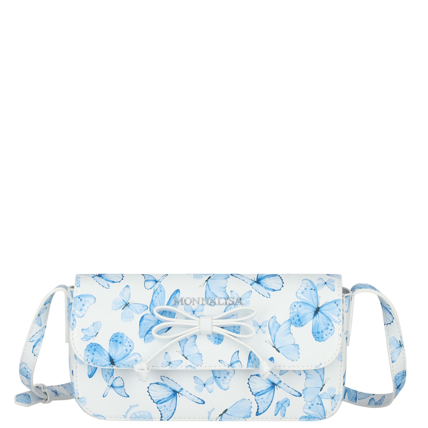 Girls White & Blue Butterfly Bag, 1, hi-res