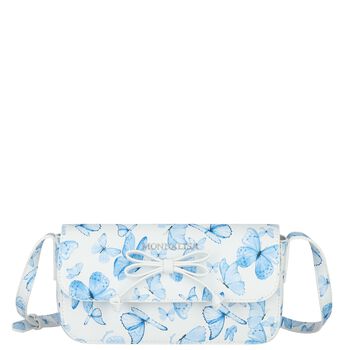 Girls White & Blue Butterfly Bag