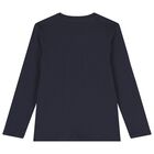 Boys Navy Blue Teddy Bear Long Sleeve Top, 4, hi-res