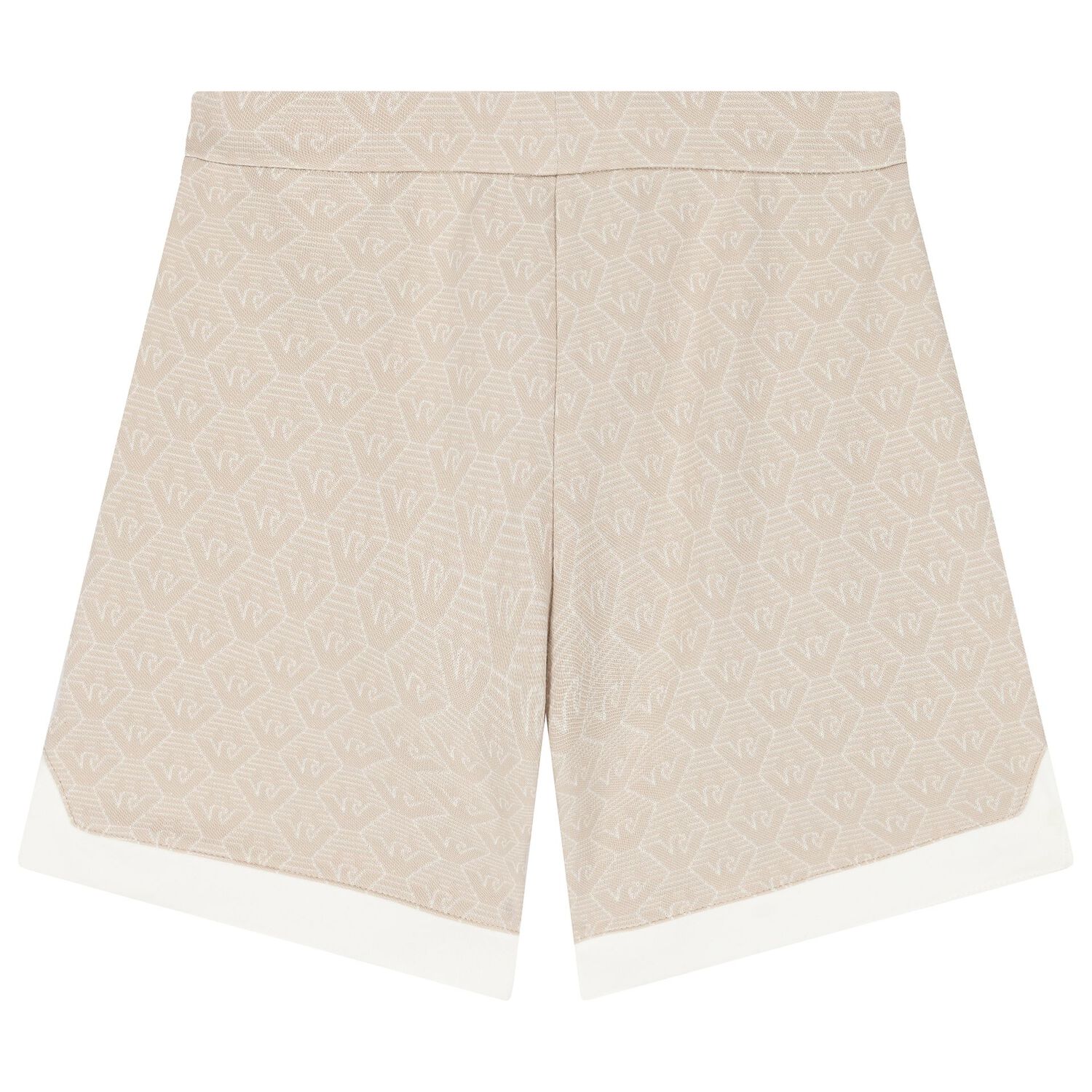 Boys Ivory & Beige Logo Shorts Set, 1, hi-res
