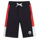 Boys Navy Logo Shorts, 1, hi-res