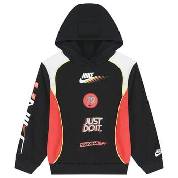 Boys Black & Red Logo Hooded Top