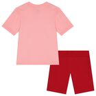 Girls Pink & Red Logo Shorts Set, 1, hi-res