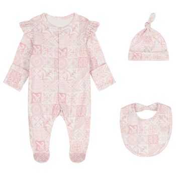 Baby Girls Pink & White Babygrow Gift Set 