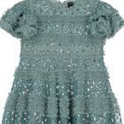 Girls Green Sequin Tulle Dress, 2, hi-res