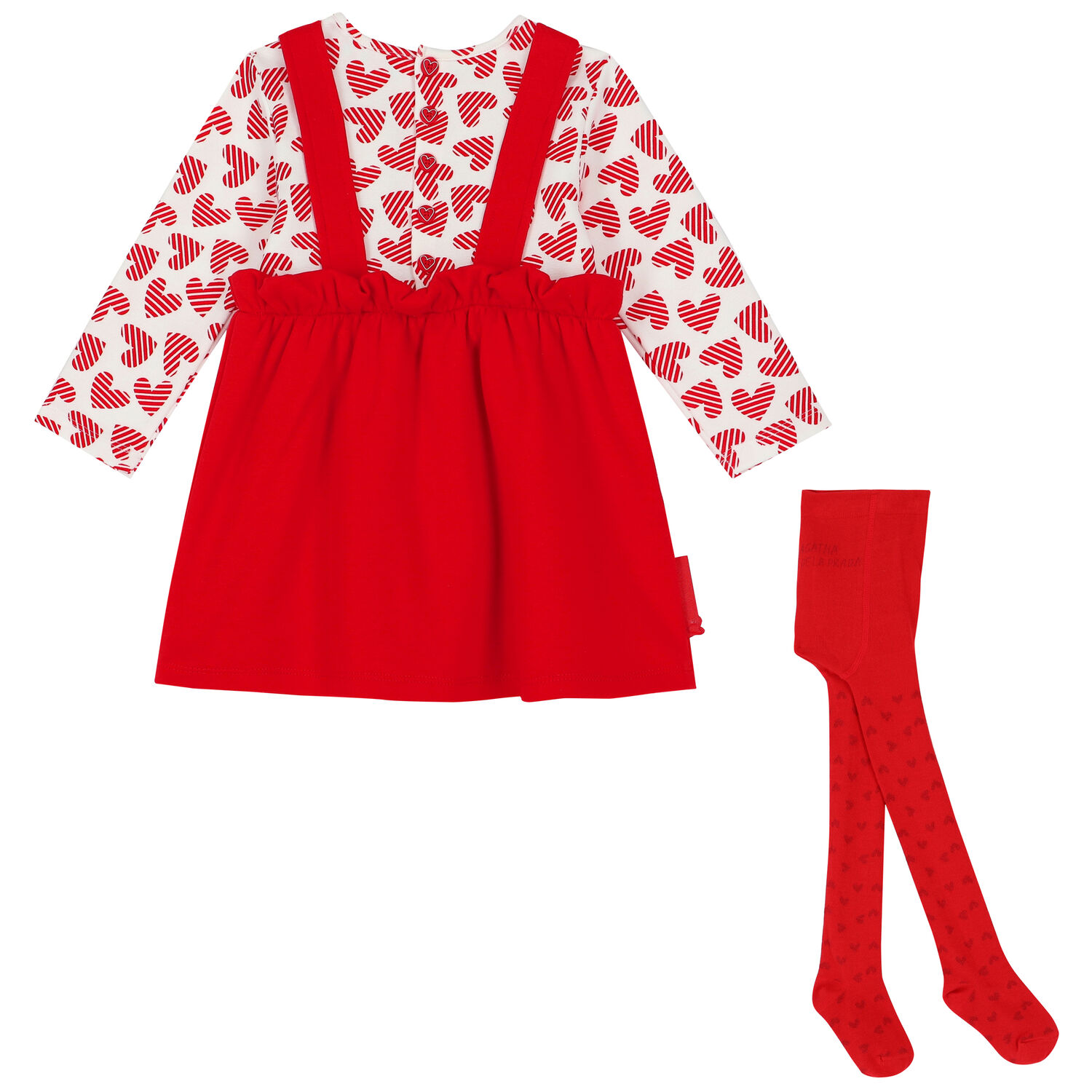 Girls Red & Ivory Heart Dress Set, 1, hi-res image number null