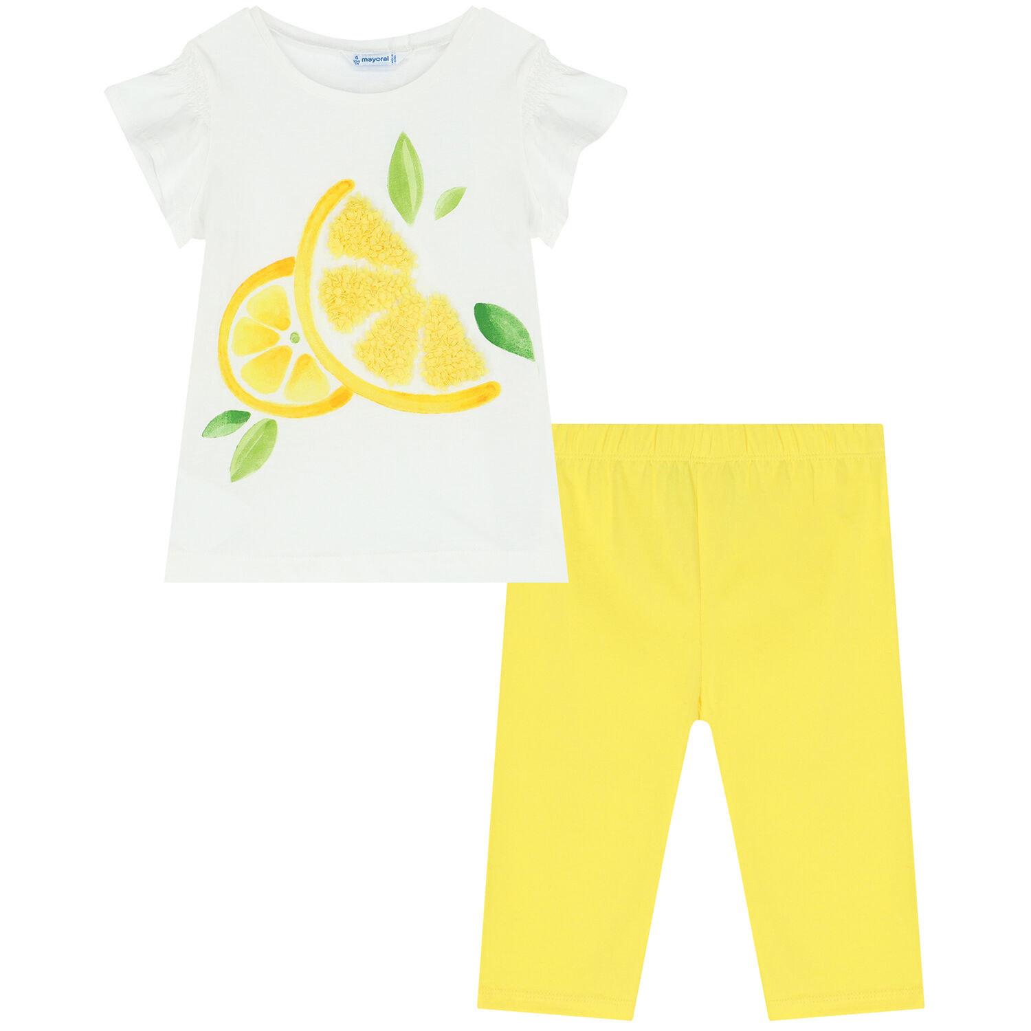 Girls Yellow & White Leggings Set, 1, hi-res