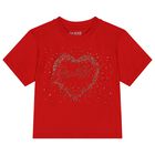 Girls Red Embellished Logo T-Shirt, 1, hi-res