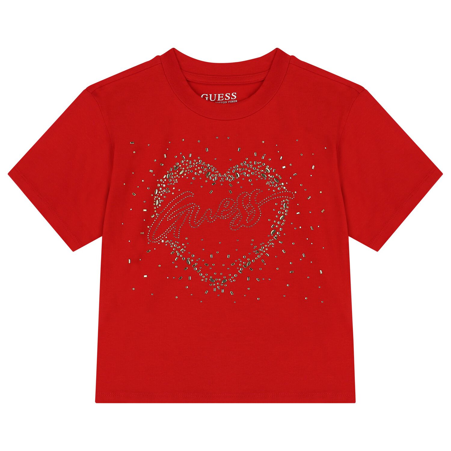 Girls Red Embellished Logo T-Shirt, 1, hi-res