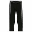 Girls Black Logo Leggings, 1, hi-res