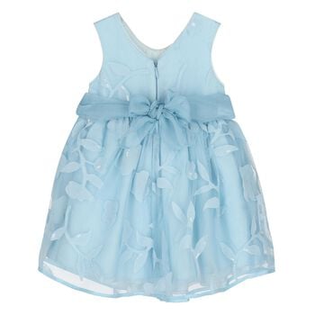Younger Girls Blue Cut-Out Flowers Dress
