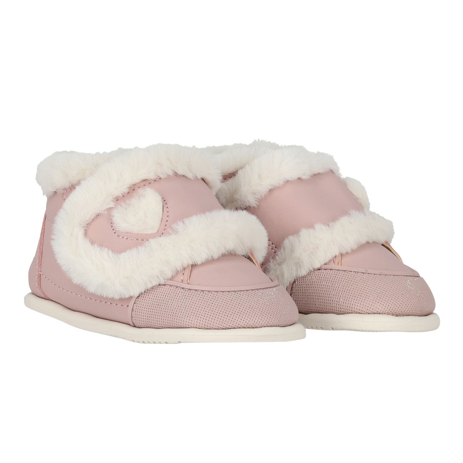 Baby Girls Pink Fur Faux Trainers, 1, hi-res