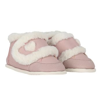 Baby Girls Pink Fur Faux Trainers