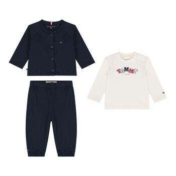 Baby Boys Navy Logo 3-Piece Tracksuit