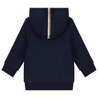 Younger Navy Blue Logo Hooded Zip Up Top, 1, hi-res