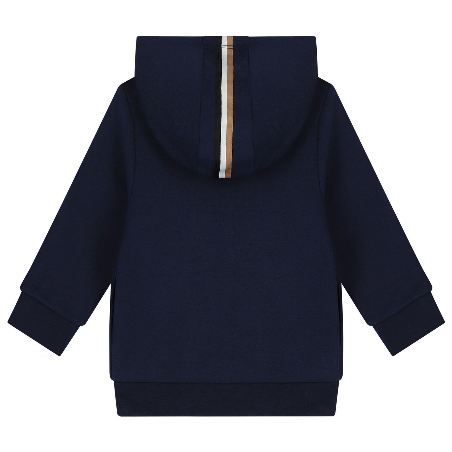 Younger Navy Blue Logo Hooded Zip Up Top, 1, hi-res