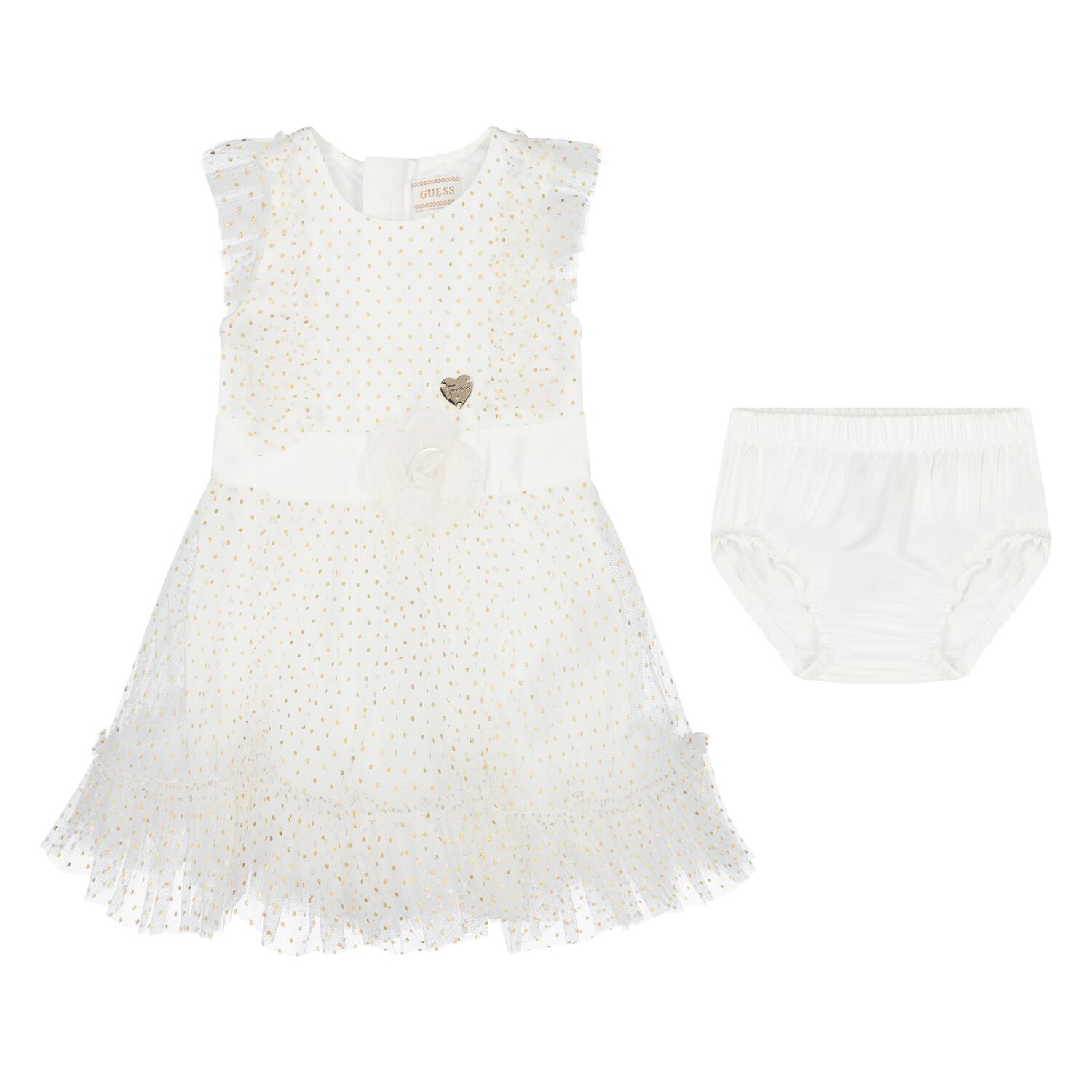 Younger Girls Ivory Tulle Dress Set, 1, hi-res