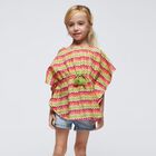 Girls Orange & Green Striped Kaftan, 1, hi-res