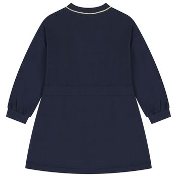 Girls Navy Blue Logo Dress