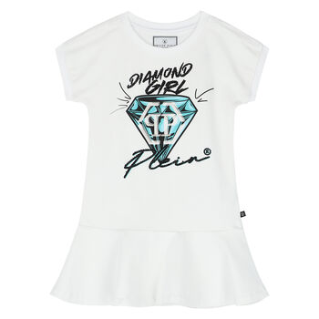 Girls White Diamond Dress