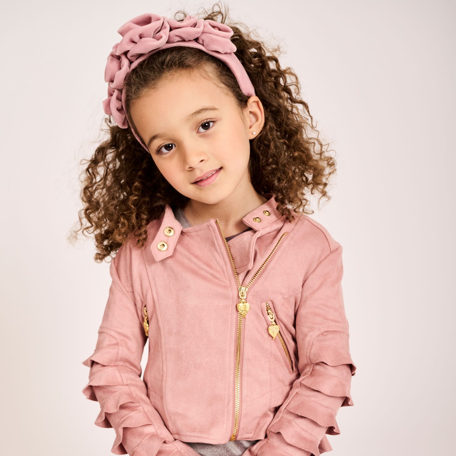 Girls Pink Velvet Roses Headband, 1, hi-res image number null