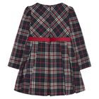 Girls Navy Blue & Red Plaid Dress, 2, hi-res