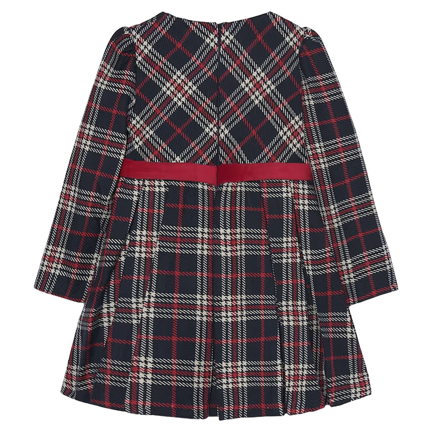Girls Navy Blue & Red Plaid Dress, 2, hi-res