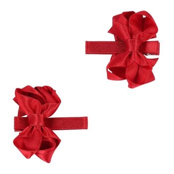 Girls Red Bow Hairclips ( 2 Pack ) 