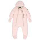 Baby Girls Pink Logo Snowsuit, 1, hi-res