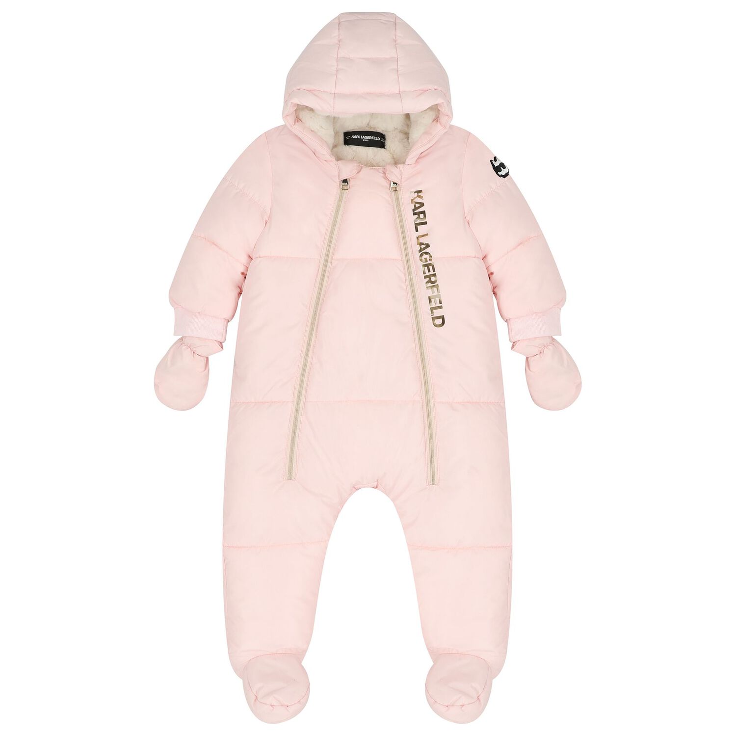 Baby Girls Pink Logo Snowsuit, 1, hi-res