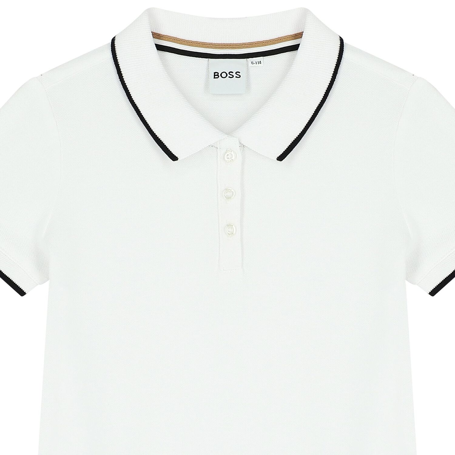 Girls White Logo Polo Dress, 2, hi-res
