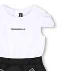 Girls White & Black Logo Dress, 1, hi-res