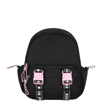 Girls Black & Pink Logo Backpack