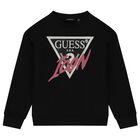 Girls Black Logo Sweatshirt, 1, hi-res