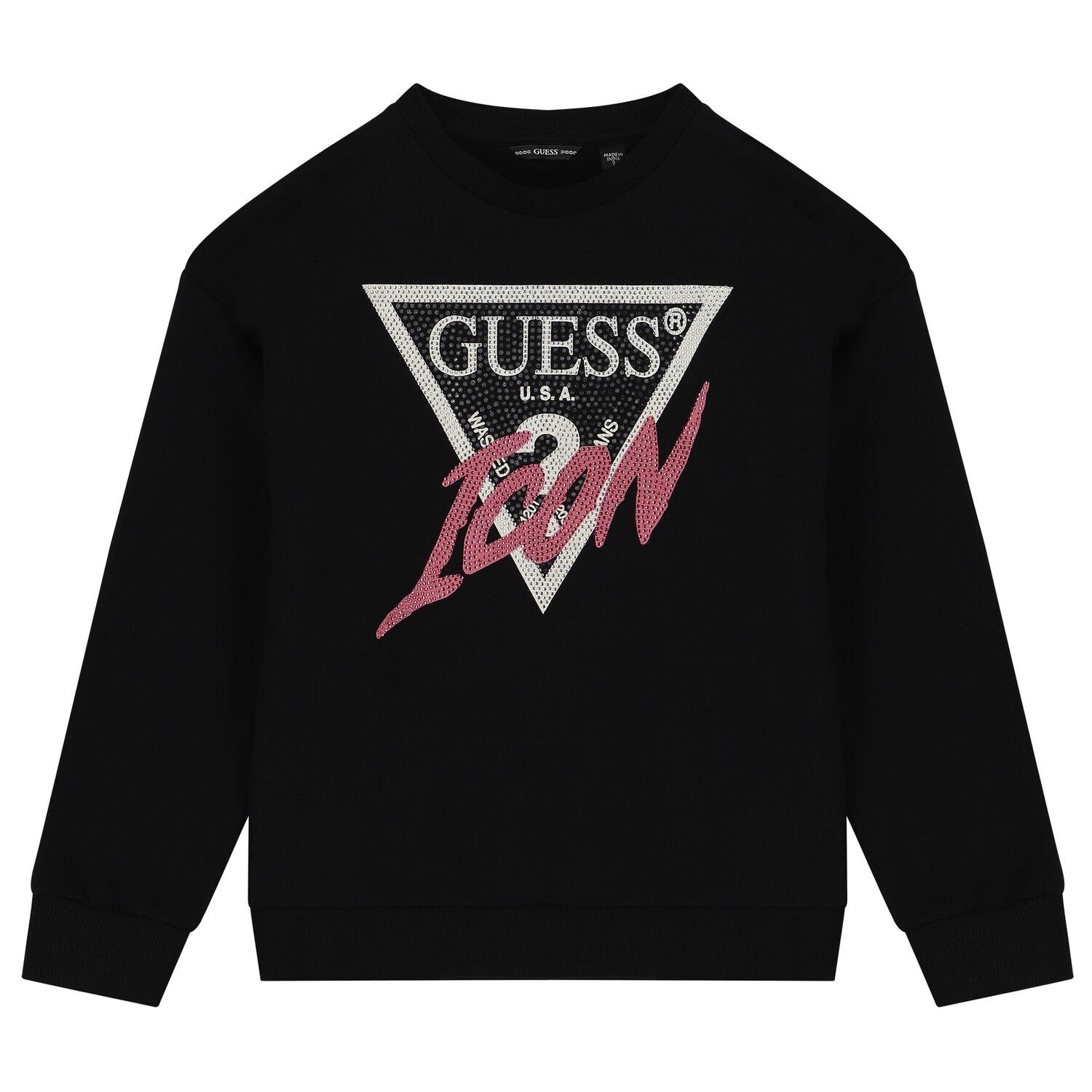 Girls Black Logo Sweatshirt, 1, hi-res