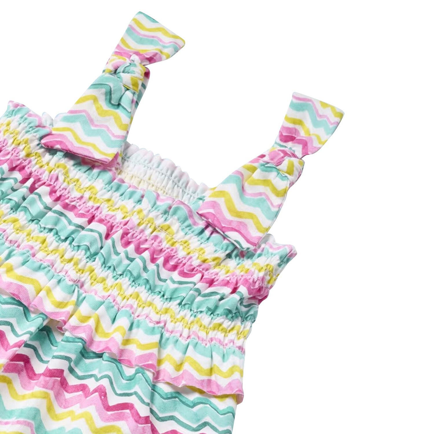 Younger Girls Orange Zig zag Playsuit, 1, hi-res