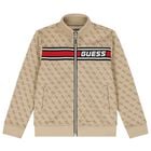 Boys Beige Logo Zip Up Top, 1, hi-res