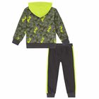 Boys Grey & Neon Green Tracksuit, 1, hi-res