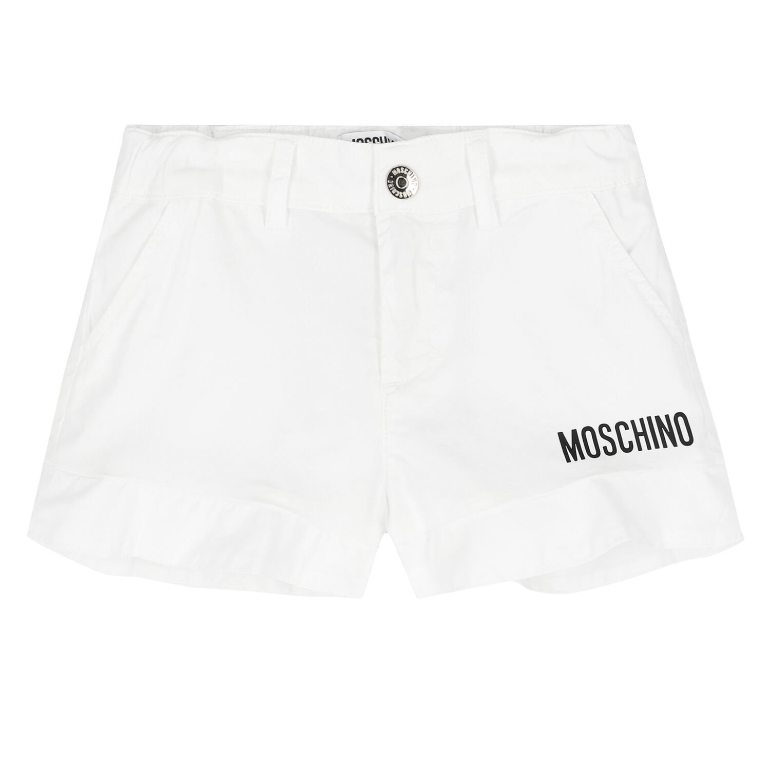 Girls White Logo Shorts, 1, hi-res