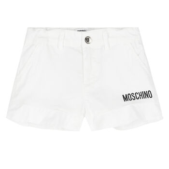 Girls White Logo Shorts